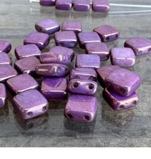 Lilac Lumi CzechMates Tile Beads 25 Two Hole Square Czech Glass Beads