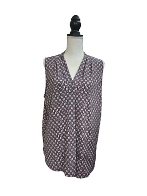 Beacon Womens Multicolor Front Pleat Blouse XL
