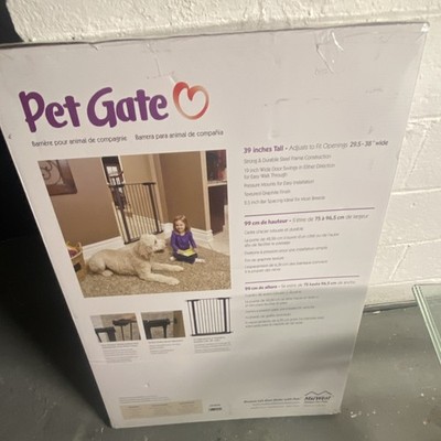 MidWest Homes for Pets 39in Tall Metal Pressure Mount Pet Gate, 29.5-38in
