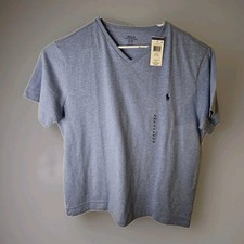 New Polo Ralph Lauren V- Neck T-Shirt Mens XL Blue Heather Pony Logo Preppy