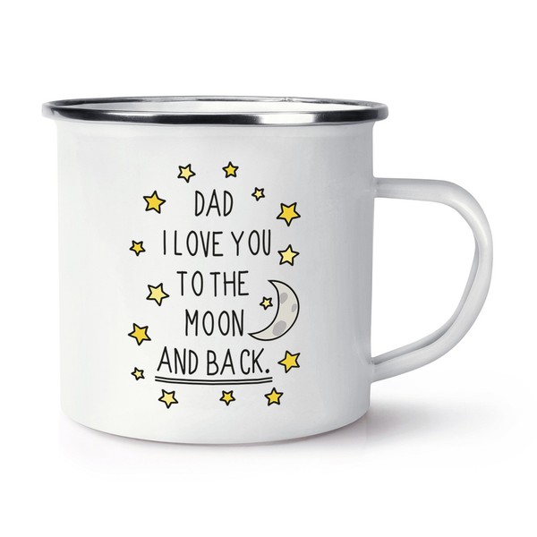 Dad I Love You To The Moon Und RüCken Retro Emaille Tasse - Vatertag Lustig-image