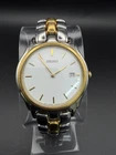 Seiko Mens 7N39-8010 Two Tone Gold and Silver Quartz Watch New Battery