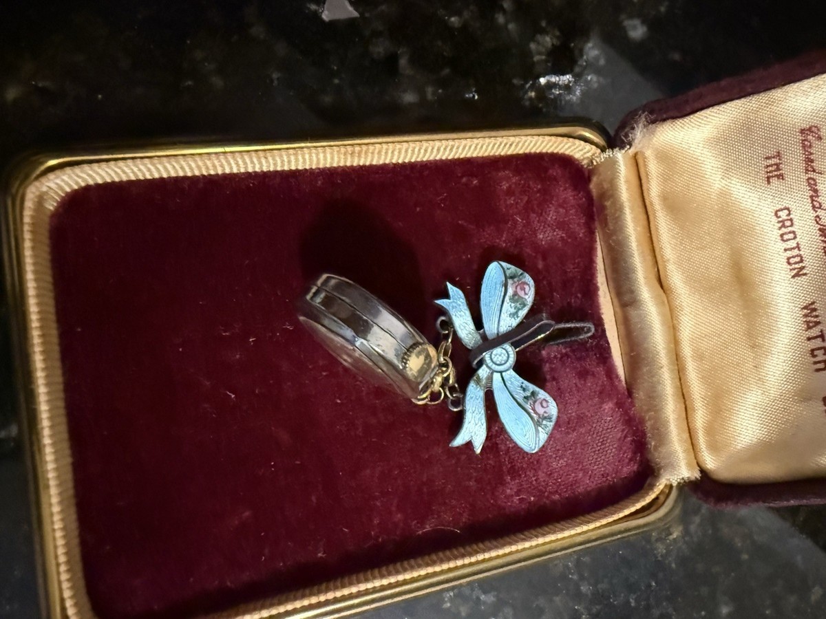 Rare Croton New York Pin Watch Sterling Silver Enamel In Box | eBay