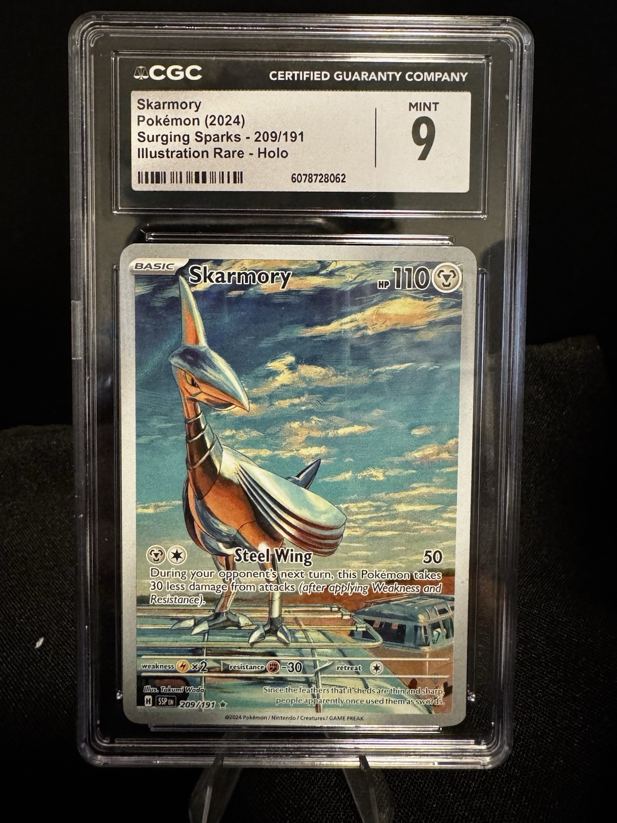 CGC 9 Skarmory 209/191 Illustration Rare Surging Sparks Pokémon Card