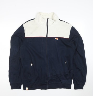Ellesse Herren Blau & Weiß Full Zip Sweatshirt L Sportjacke