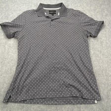 Banana Republic Polo Shirt Mens Medium Gray Luxury Touch Geometric Pattern