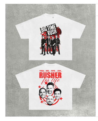 Big Time Rush - Rusher For Life Tour Cotton White Unisex 2-Sided Shirt TD1497