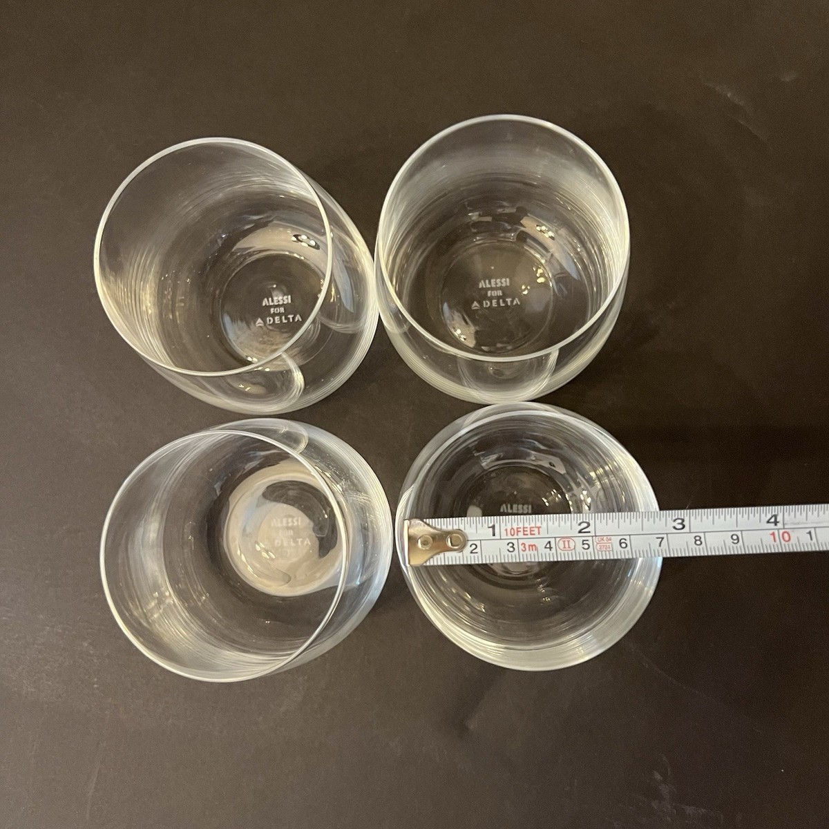 Sale! Set Of 4 ALESSI Rock Glasses Delta One Delta Air Lines Sale! Set Of 4 ALESSI Rock Glasses Delta One Delta Air Lines