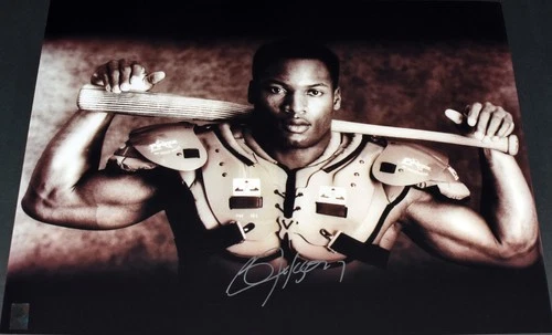 BO JACKSON SIGNED NIKE BO KNOWS SHOULDER PADS BAT RAIDERS ROYALS 16x20 PHOTO
