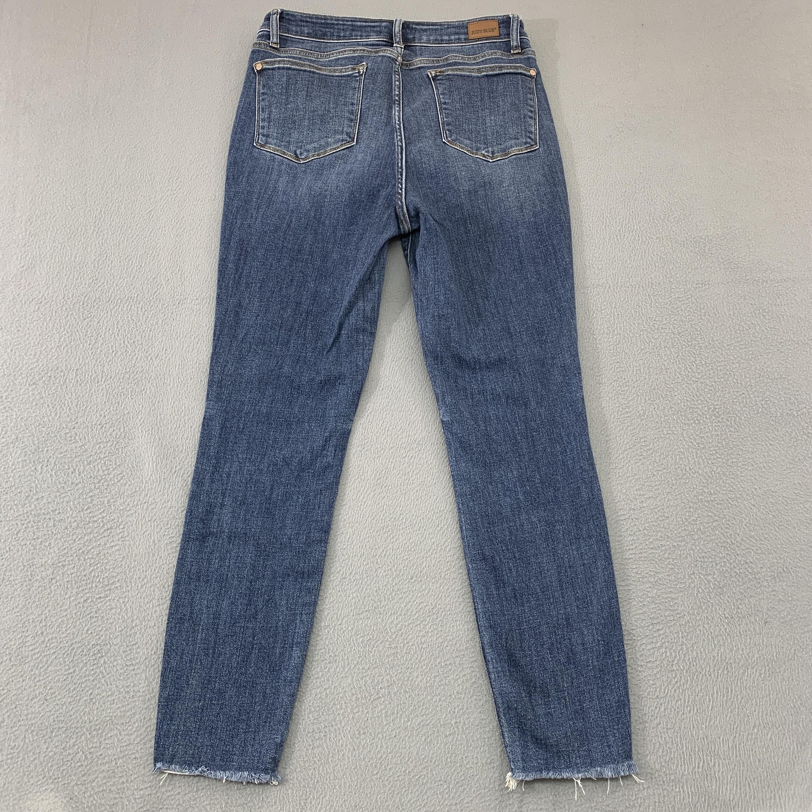 Judy Blue Jeans Womens 11/30 Blue Skinny Fit Button Fly Raw Hem Stretch Denim