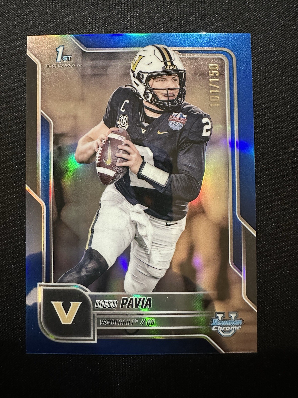 2025 Bowman Chrome University Diego Pavia 1st Chrome True Blue Refractor /150!