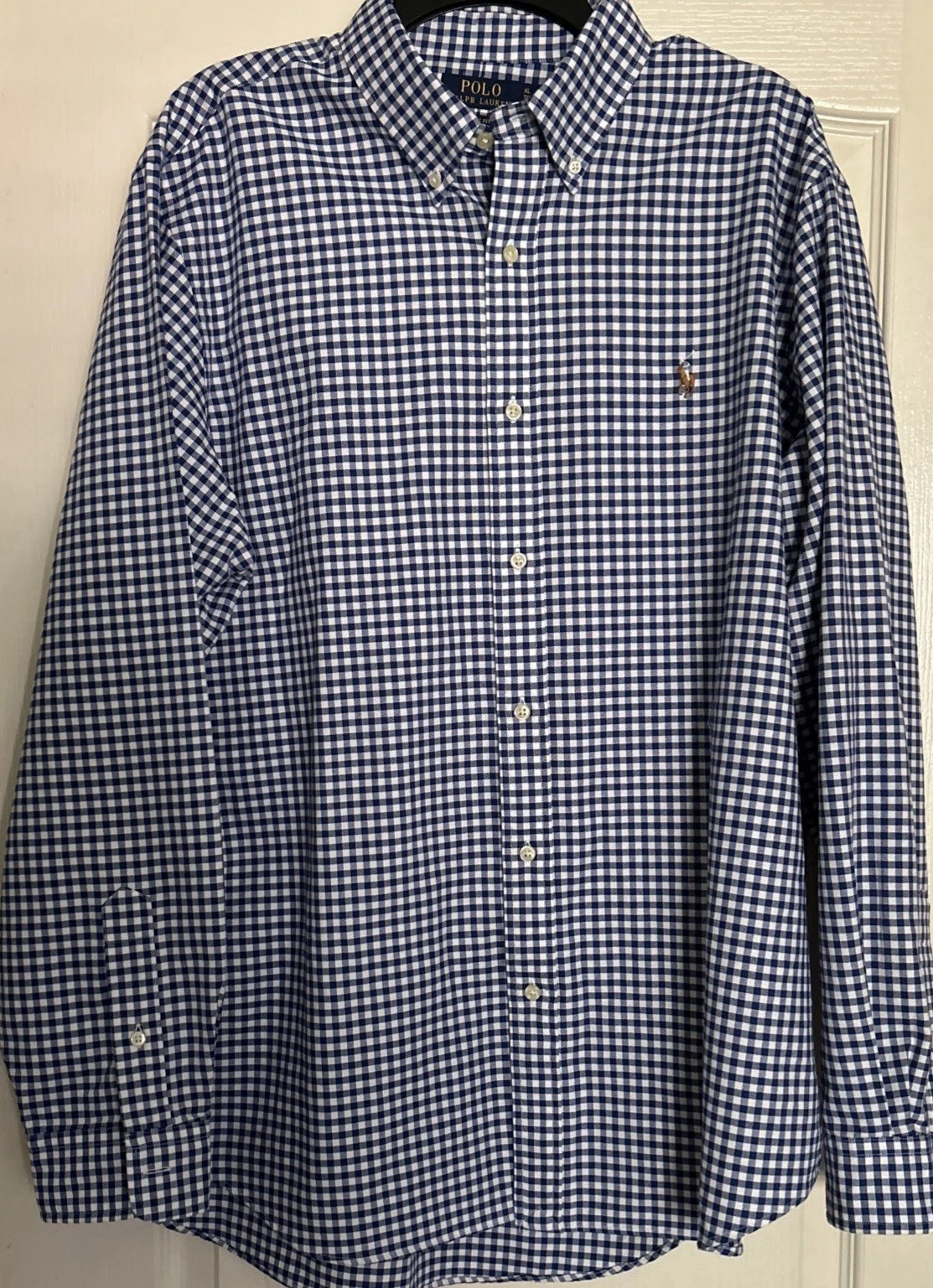 Polo Ralph Lauren Shirt Men XL Gingham Button Down Long Sleeve Quail Hollow