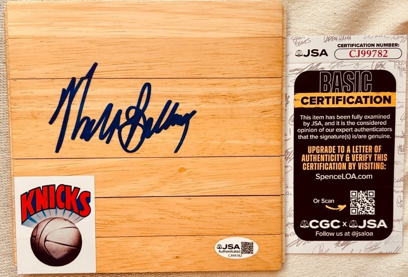 Walt Bellamy signed autographed autograph NY Knicks basketball wood floor (JSA)