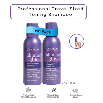 Clairol Purple Toning Shampoo for Blonde & Gray Hair - 2 oz (2 Pack)