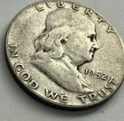 1952-S Benjamin Franklin + Eagle and Bell 90% Silver Half Dollar, Circulated