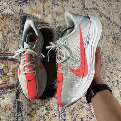 Nike Pegasus Plus Flyknit Zoomx Grey Hot Punch Men's Running Shoes Size 9.5