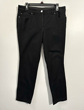 Rafaella Women  s 12P Black Twill Stretch Slim Fit Straight Leg Flat Front Pants
