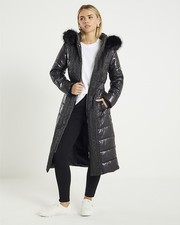 River Island Womens Puffer Coat in Black 8 Petite