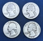1939-P, 1941-P (3)  Washington Silver Quarters,  4 coin lot,  all Philadelphia