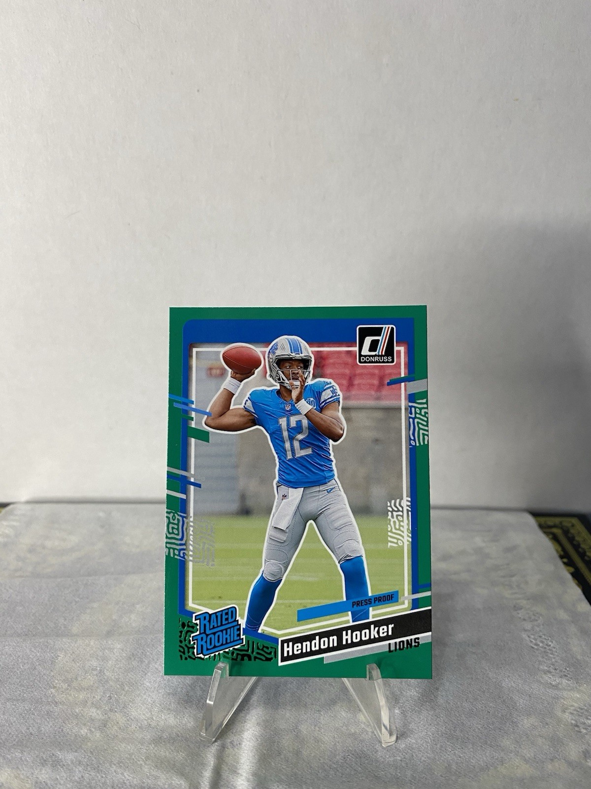 2023 Donruss Hendon Hooker Green Press Proof Rated Rookie Lions #329!