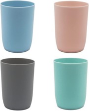 4-Pack Bathroom Tumbler - Plastic Toothbrush Cup - Reusable Drinkware -