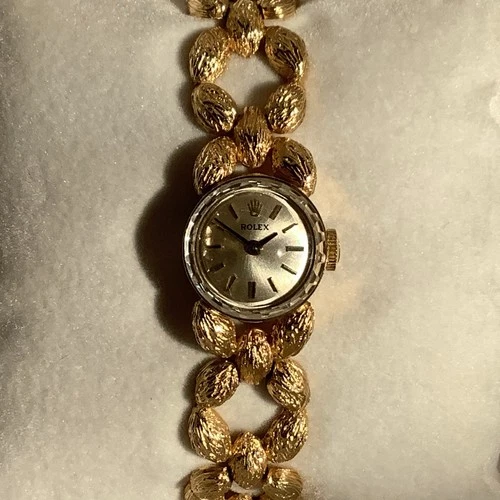 RARE 1960s Vintage Rolex 14k Yellow Gold Ladies Bracelet Watch 6"