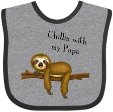 Inktastic Chillin With Papa Sloth Cute Baby Bib Tinytusks Clothing Infant