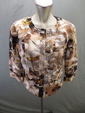 Coldwater Creek Size 12 Womens Multicolor Floral Cotton Blend Beauty Jacket 224