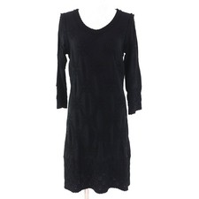 CHANEL P40325 Coco mark plate All pattern design 3/4 sleeve knit dress Black 38