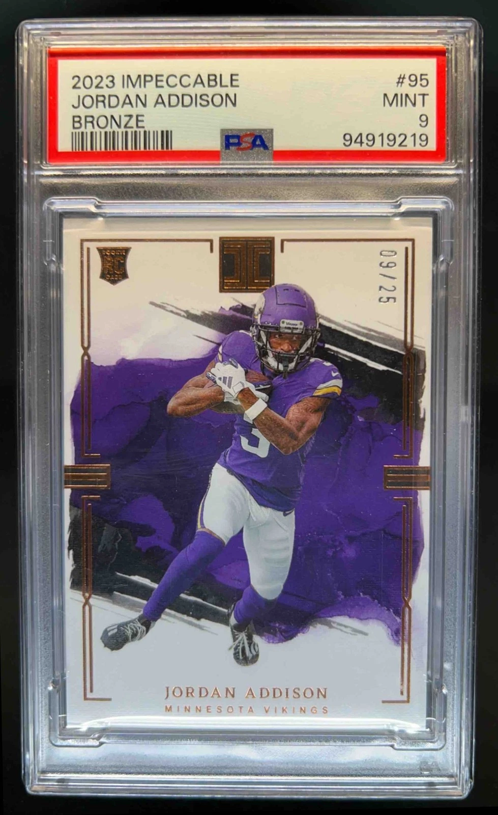 Jordan Addison Panini Impeccable #95 Bronze