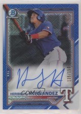 2021 Bowman Mega Box Chrome Mojo Blue Refractor Heriberto Hernandez Auto b8h