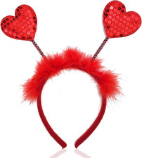 Heart Headband Valentine'S Day Festive Headband Red Sequin Love-Shaped Head Bopp