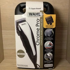 WAHL Chrome Pro Cut Haircutting Kit Black/Chrome Clippers 9670-1201