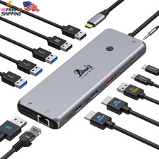 13 in 1 USB C Docking Station Dual Monitor Triple Display Hub for Laptop