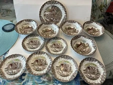 12 Pc Lot Johnson Bros Heritage Hall  Saucers, Dessert And Bread Plate