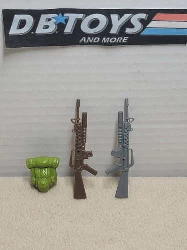 Vintage GI Joe Leatherneck Machine Gun Rifle Backpack Weapon ARAH 1986 - w/EXTRA