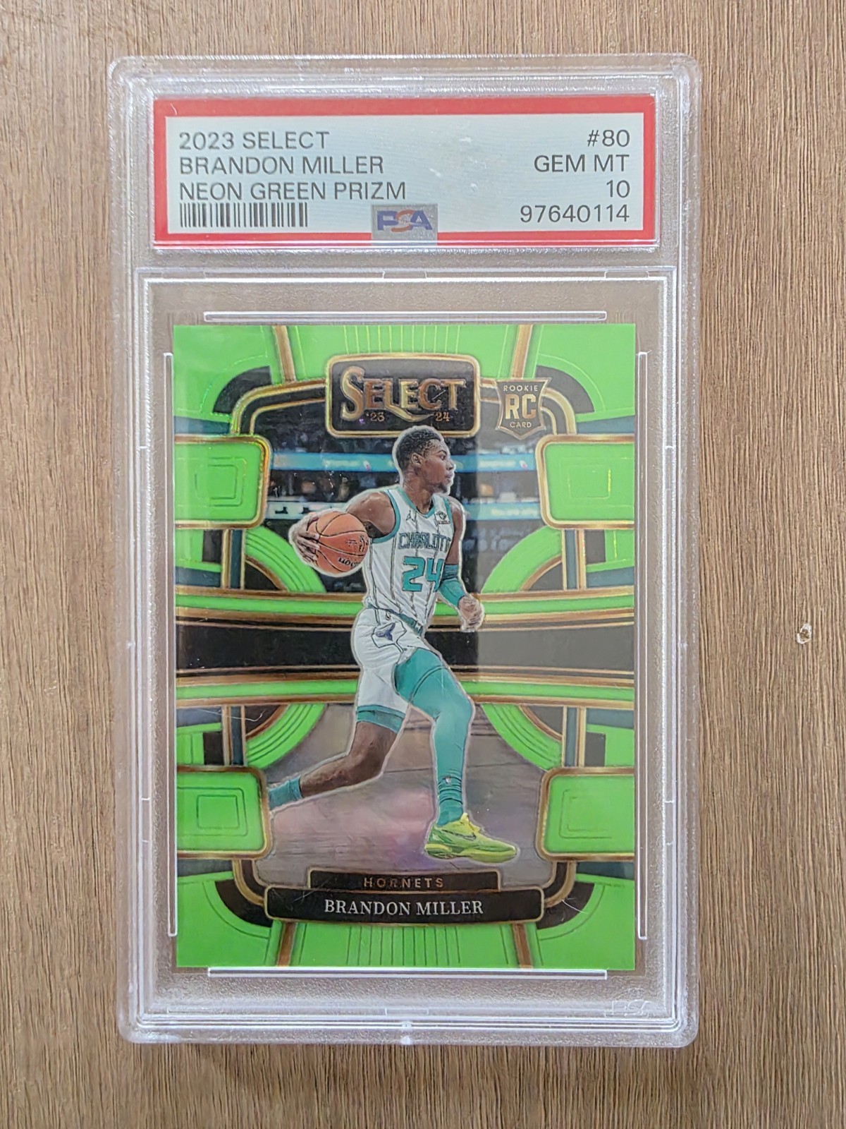 2023 Select Brandon Miller Neon Green Prizm /75 Concourse Level PSA 10
