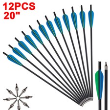 12Pcs 20 inch Crossbow Bolts Carbon Arrows Half Moon Nocks 8.8mm Shaft Shooting