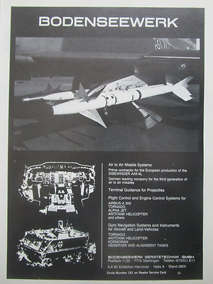 4/1980 PUB BODENSEEWERK GERATETECHNIK SIDEWINDER AIM-9L MISSILE GUIDANCE AD