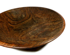 Round Wood Bowl Signed Hand Carved Large Heavy 20"