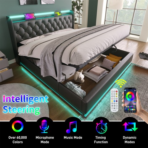 Twin/Full/Queen/King Size Upholstered Platform Bed w/ Hydraulic Storage System - Picture 13 of 72