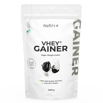 NUTRI-PLUS Vegan Weight Gainer - VHEY® Gainer sin maltodextrina - alta dosis de construcción muscular