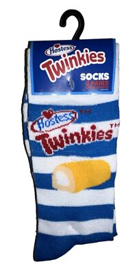Twinkies Odd Sox Crew Socks 2 Pair Men 8-12 W 9-13 White Blue w Logo Cakes NEW!