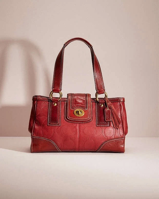 バッグ COACH Hamptons Turnlock Signature Bag Coach Hampton Signature Carryall Satchel Purse Black #E06Q-10245