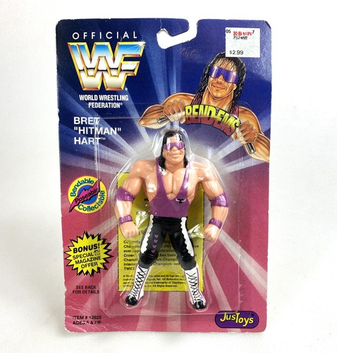 Bret Hitman Hart Vintage WWF Bend Ems Series 1 Fig...
