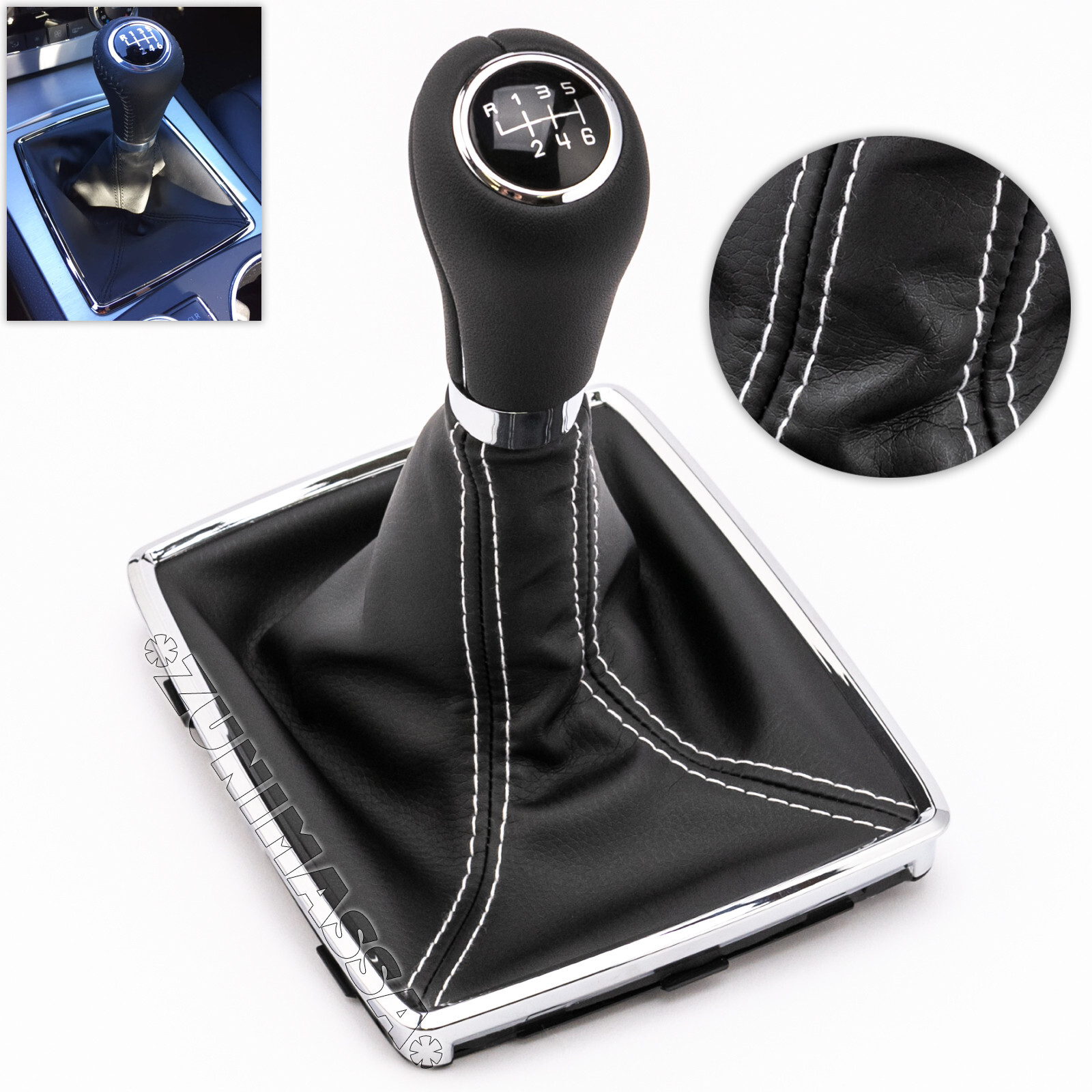 Pommeau de vitesse Mercedes C W204 E W212 blanc en cuir levier de changement 6 vitesses