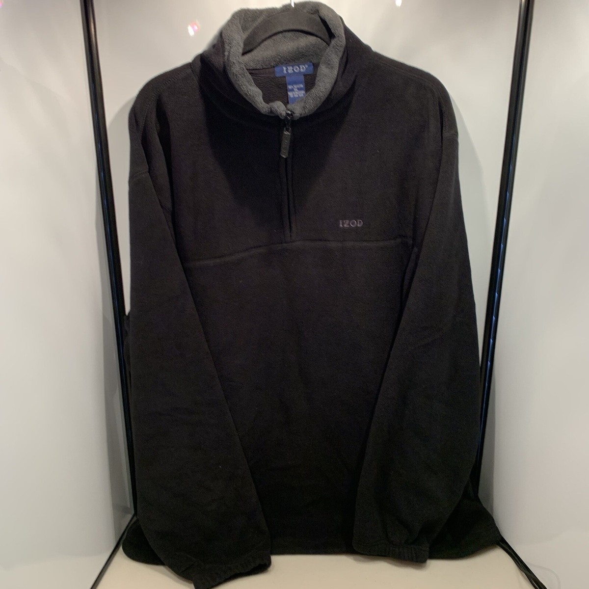 Izod Jacket Men’s Size XL Black 1/4 Zip Fleece Pullover Thick