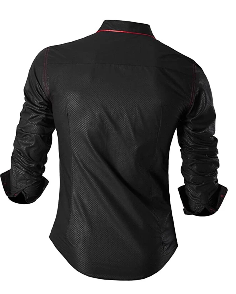 Jeans Para Hombre Calce Ajustado Mangas Largas Informales Botones Foto 3 de 3