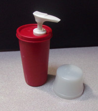 Tupperware Ketchup Catsup Textured Red Pump Dispenser 1329 Lid 870
