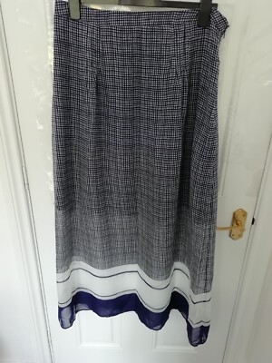 Joules 16 Maxirock dunkelblau weiß kariert Marianna Print gefüttert Seitenreißverschluss NEU